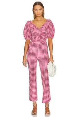 Ganni Seersucker Cropped Pants Love Potion 9 Ganni Seersucker Cropped Pants Love Potion -Fashion Women's Clothing Store GANR WP15 V4