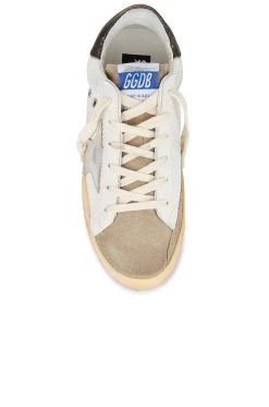 Golden Goose Super-Star Sneaker White, Taupe, Silver, & Black -Fashion Women's Clothing Store GGOR WZ424 V4