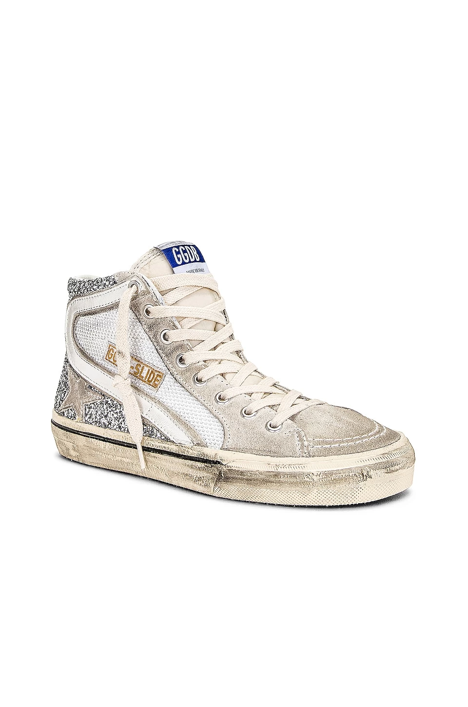 Golden Goose Slide Sneaker Silver, White, & Marble 4 Golden Goose Slide Sneaker Silver, White, & Marble - Image 2