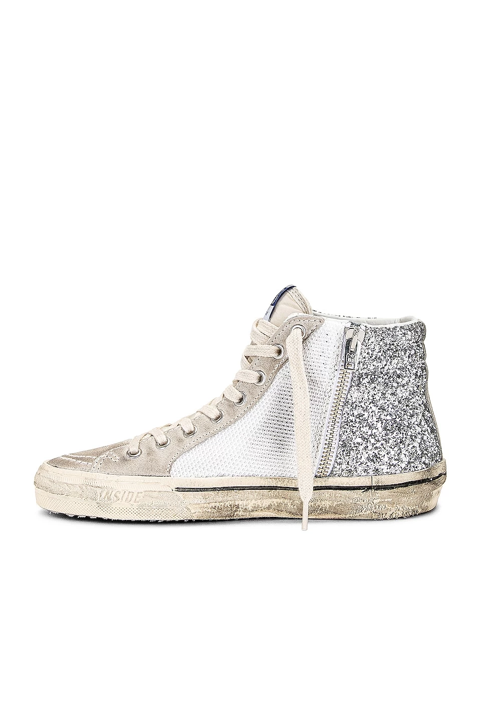 Golden Goose Slide Sneaker Silver, White, & Marble 7 Golden Goose Slide Sneaker Silver, White, & Marble - Image 5