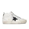 Golden Goose Mid Star Sneaker White, Black, & Silver -Fashion Women's Clothing Store GGOR WZ518 V1
