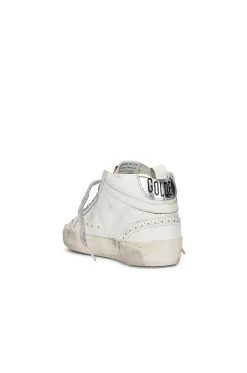 Golden Goose Mid Star Sneaker White, Black, & Silver -Fashion Women's Clothing Store GGOR WZ518 V3