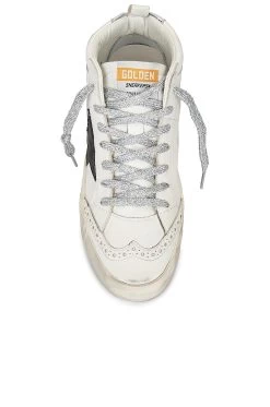 Golden Goose Mid Star Sneaker White, Black, & Silver -Fashion Women's Clothing Store GGOR WZ518 V4