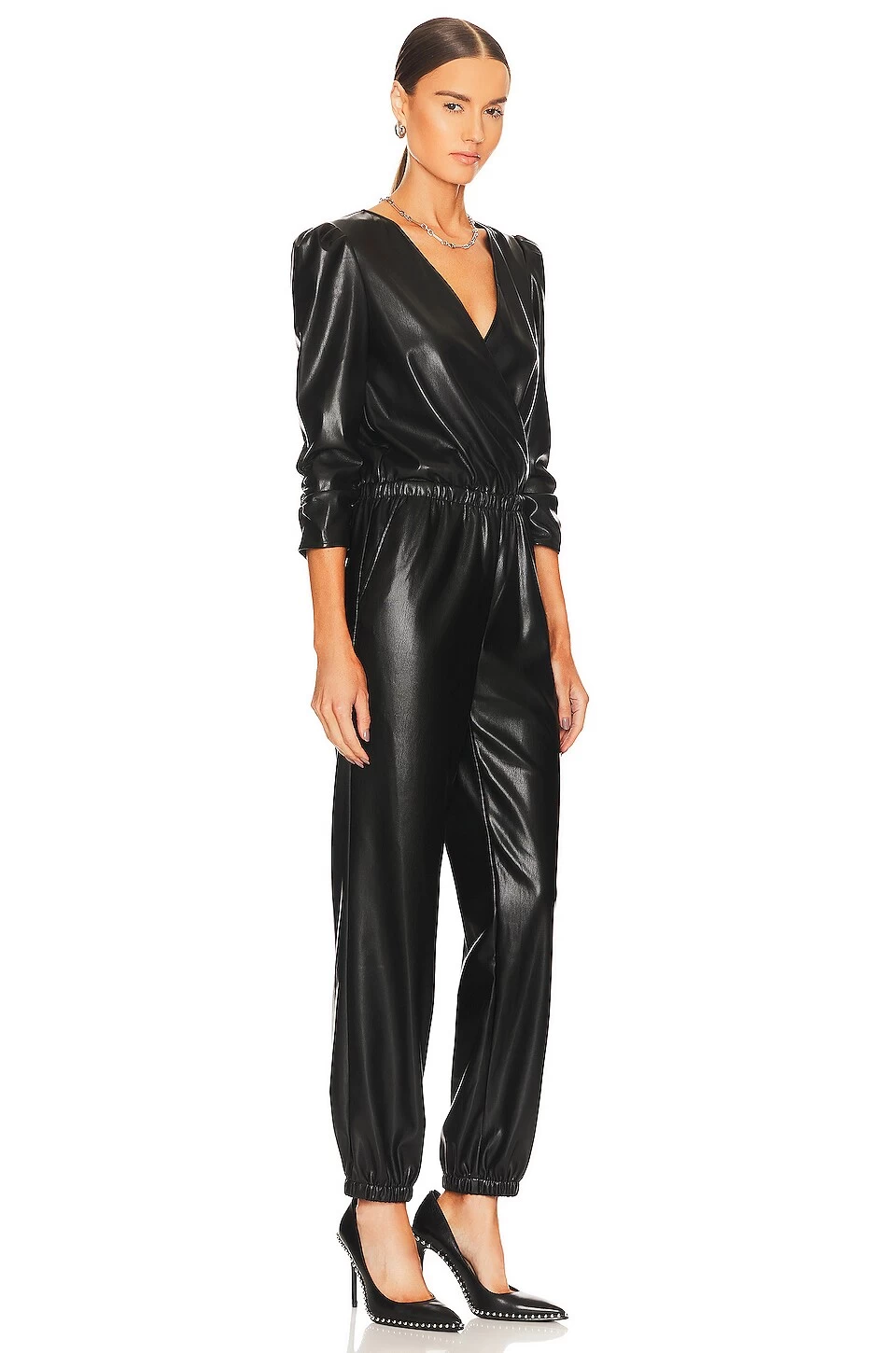 Madison Faux Leather Jumpsuit Black 4 Madison Faux Leather Jumpsuit Black - Image 2