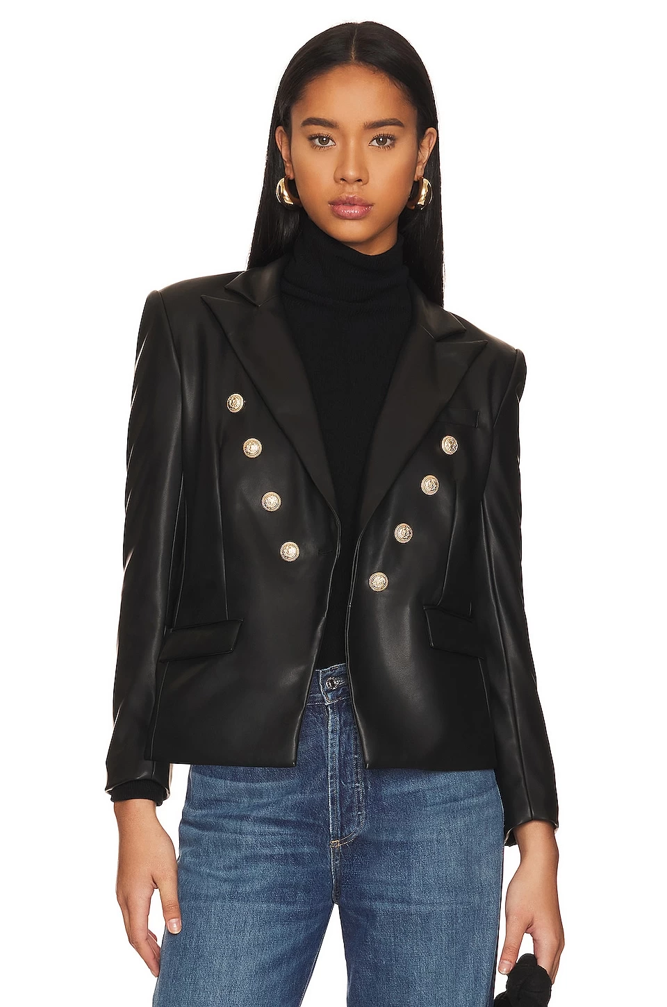 Delilah Faux Leather Blazer Black 4 Delilah Faux Leather Blazer Black - Image 2