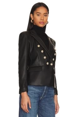 Delilah Faux Leather Blazer Black 9 Delilah Faux Leather Blazer Black -Fashion Women's Clothing Store GLOV WO100 V3