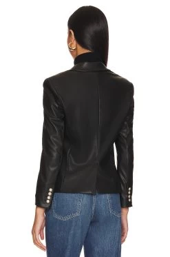 Delilah Faux Leather Blazer Black 10 Delilah Faux Leather Blazer Black -Fashion Women's Clothing Store GLOV WO100 V4