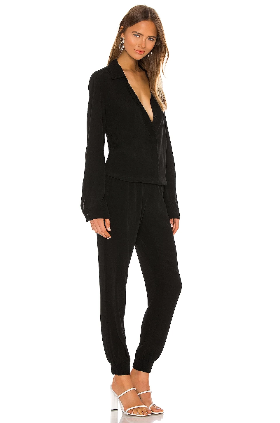 Crepe Long Sleeve Jumpsuit Black 4 Crepe Long Sleeve Jumpsuit Black - Image 2