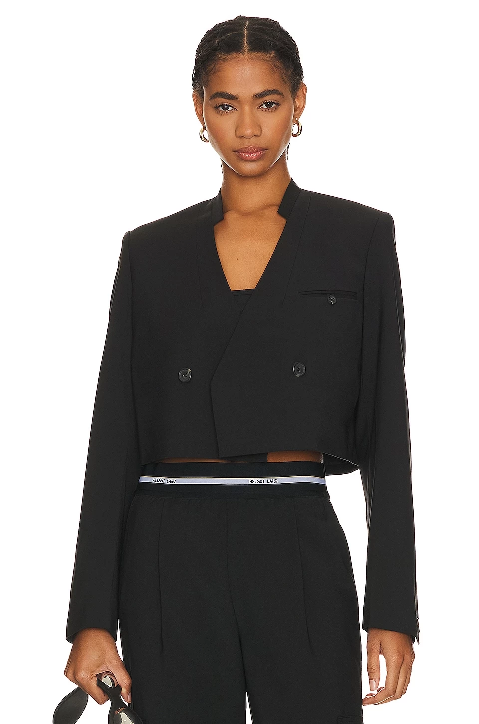 Helmut Lang Crop Wool Blazer Black 3 Helmut Lang Crop Wool Blazer Black