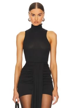 Jersey Cropped Turtleneck Tank Black Ink -Fashion Women's Clothing Store HLSA WS28 V1 1