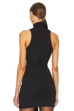 Jersey Cropped Turtleneck Tank Black Ink -Fashion Women's Clothing Store HLSA WS28 V3