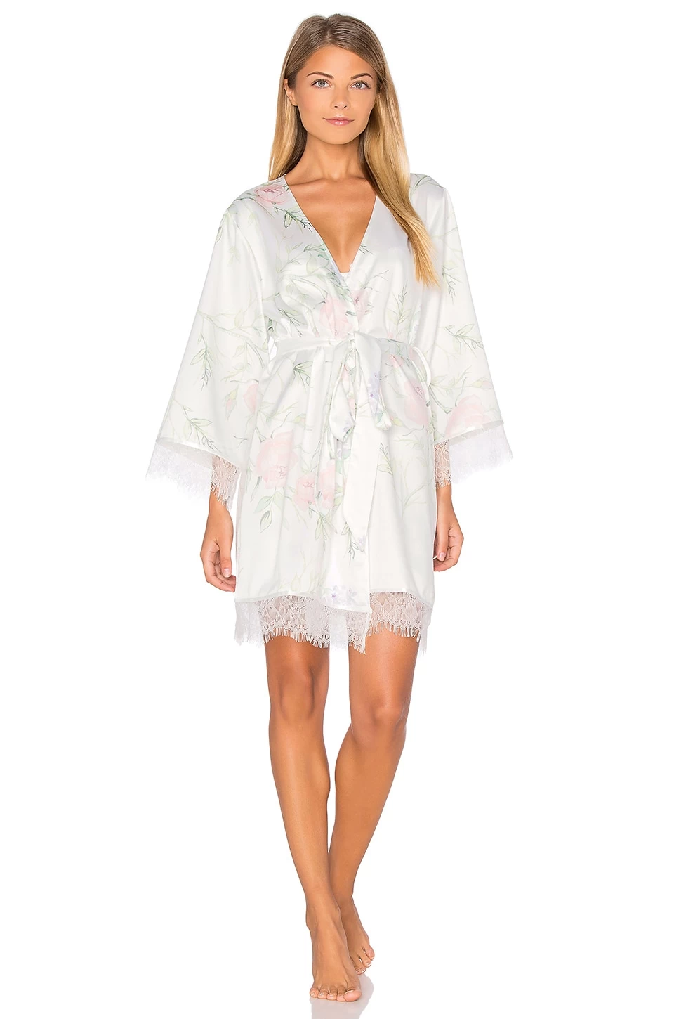 Sophia Lace Trim Robe Floral 3 Sophia Lace Trim Robe Floral