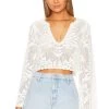 X REVOLVE Kameli Pointelle Cropped Sweater Ivory 2 X REVOLVE Kameli Pointelle Cropped Sweater Ivory -Fashion Women's Clothing Store HOOF WK198 V1