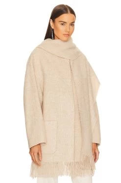 Isabel Marant Etoile Faty Fringe Wool Coat Ecru -Fashion Women's Clothing Store ISAR WO90 V3