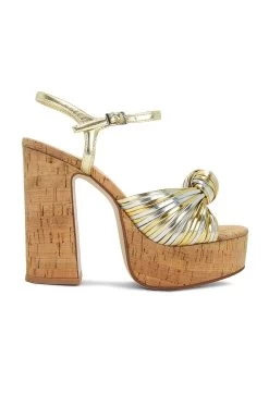 Jeffrey Campbell Disaque-o Platform Sandal Silver Gold Cork Combo