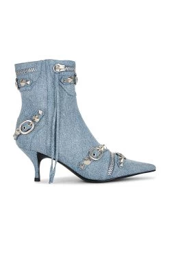 Jeffrey Campbell Alt Rock Bootie Denim Silver