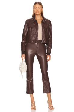 River Faux Leather Pant Coffee -Fashion Women's Clothing Store JDAR WP30 V4
