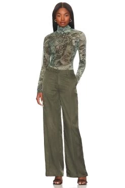 Montana Printed Mesh Charli Turtleneck Army Astrology -Fashion Women's Clothing Store JDAR WS185 V4