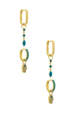 Turquoise Earrings Set Gold