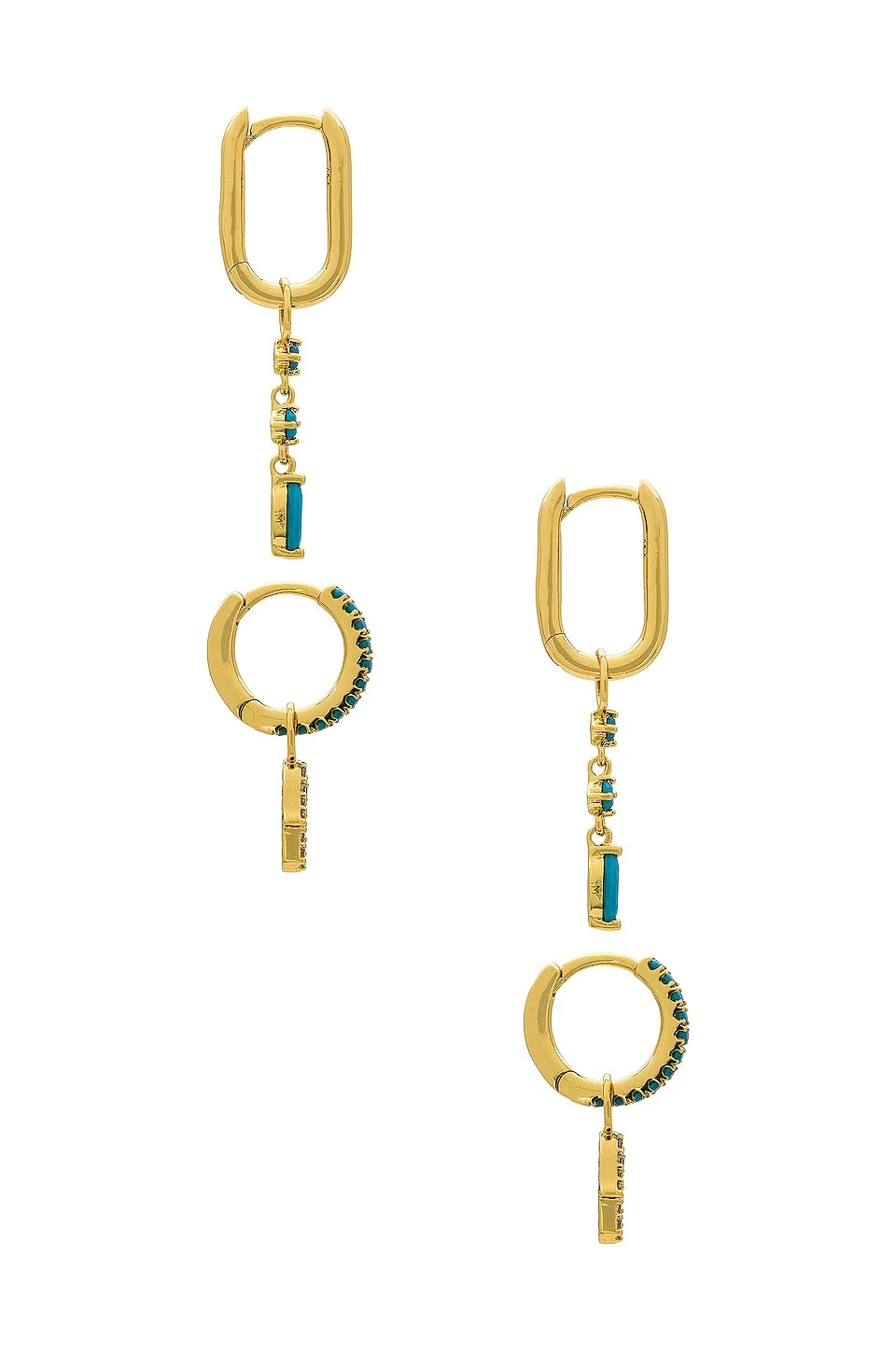 Turquoise Earrings Set Gold 4 Turquoise Earrings Set Gold - Image 2