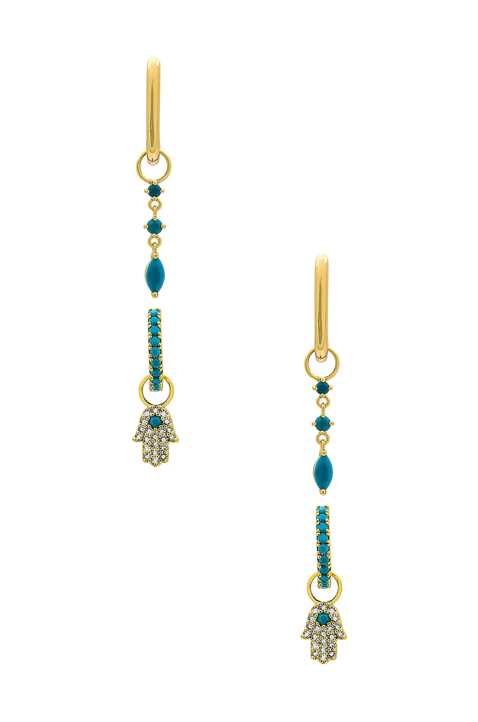 Turquoise Earrings Set Gold 5 Turquoise Earrings Set Gold - Image 3