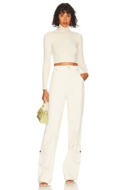 Long Sleeve Crop Turtleneck Whip Cream -Fashion Women's Clothing Store JOOR WK33 V4