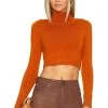Long Sleeve Crop Turtleneck Sweater Caramel 2 Long Sleeve Crop Turtleneck Sweater Caramel -Fashion Women's Clothing Store JOOR WK37 V1