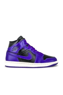 Air Jordan 1 Mid Sneaker Black, Dark Concord, & Sail
