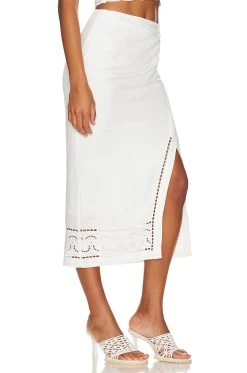 Justine Midi Skirt White -Fashion Women's Clothing Store JSKI WQ64 V2