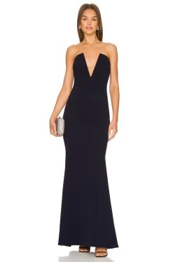 X REVOLVE Crush Gown Navy