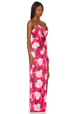 Finn Gown Brick Floral 6 Finn Gown Brick Floral -Fashion Women's Clothing Store KATR WD255 V2