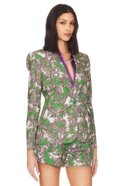 Chamberlain Blazer Green Multi Small Paisley -Fashion Women's Clothing Store LAGR WO185 V3