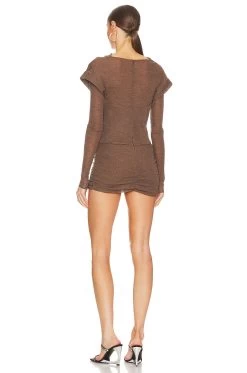 Long Sleeve Dress With Boning Ash -Fashion Women's Clothing Store LAQH WD21 V3