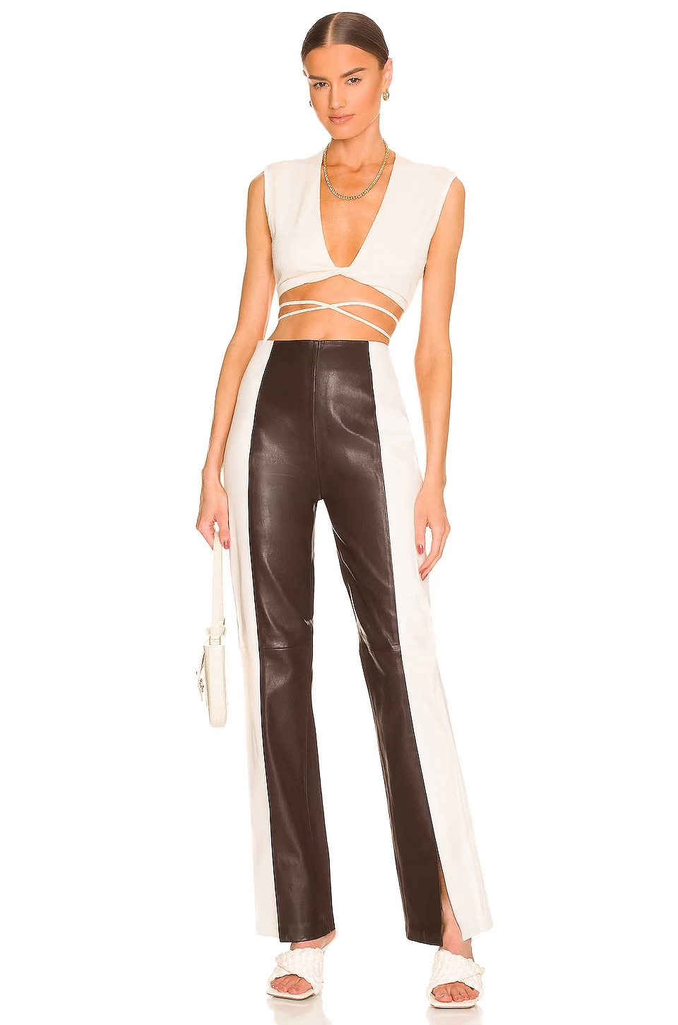 The Hanriette Leather Pant Brown & Ivory 6 The Hanriette Leather Pant Brown & Ivory - Image 4