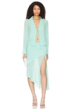 Rinna Midi Skirt Seafoam Blue -Fashion Women's Clothing Store LCDE WQ165 V4