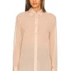 Sheer Buttondown Top Flesh Nude 1 Sheer Buttondown Top Flesh Nude -Fashion Women's Clothing Store LCDE WS884 V1