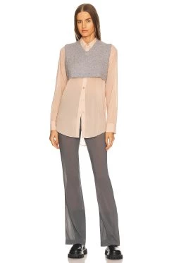 Sheer Buttondown Top Flesh Nude 11 Sheer Buttondown Top Flesh Nude -Fashion Women's Clothing Store LCDE WS884 V4