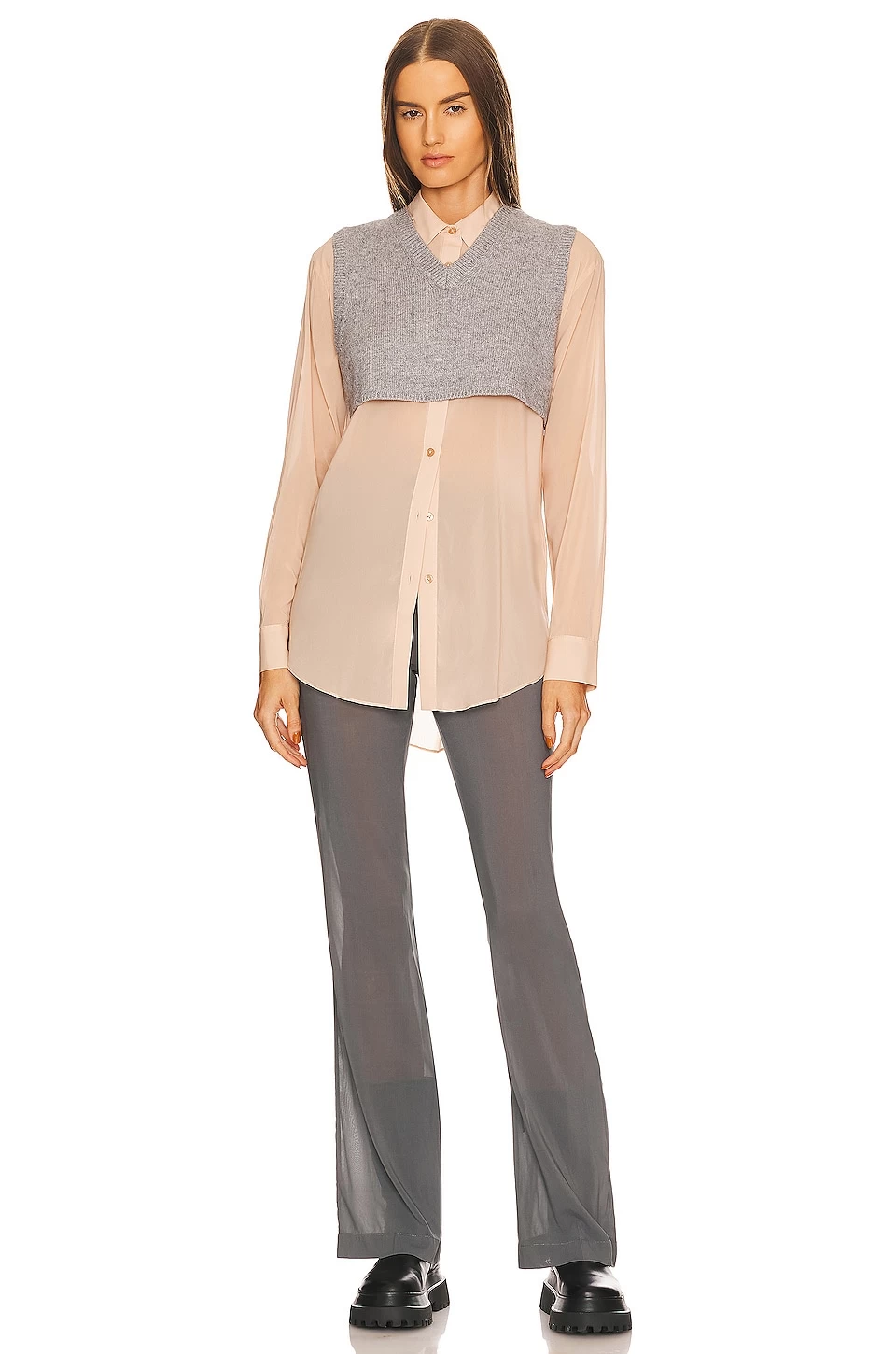 Sheer Buttondown Top Flesh Nude 6 Sheer Buttondown Top Flesh Nude - Image 4