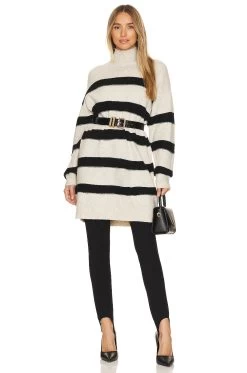 Rosie Sweater Dress Oatmeal & Black -Fashion Women's Clothing Store LEAX WD385 V4