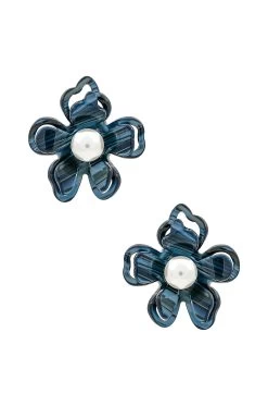 Azalea Button Earrings Tile Blue