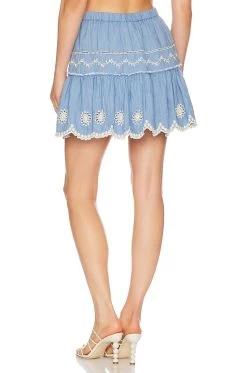 LoveShackFancy Cava Skirt Faded Hydrangea 8 LoveShackFancy Cava Skirt Faded Hydrangea -Fashion Women's Clothing Store LESH WQ287 V3