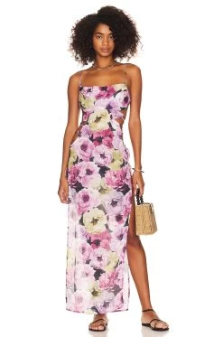 The Nikola Maxi Dress Black Botanical