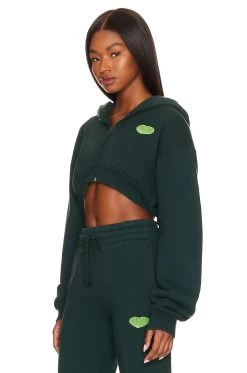 X REVOLVE Love Over Everything Cropped Zip Hoodie Evergreen 10 X REVOLVE Love Over Everything Cropped Zip Hoodie Evergreen -Fashion Women's Clothing Store LLOV WK6 V4