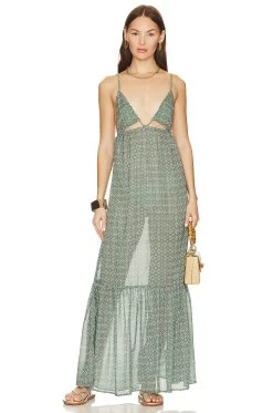 Marina Del Rey Maxi Dress Green Spanish Tile