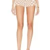 Carice Checkered Shorts Nude & White -Fashion Women's Clothing Store LOVF WF427 V1