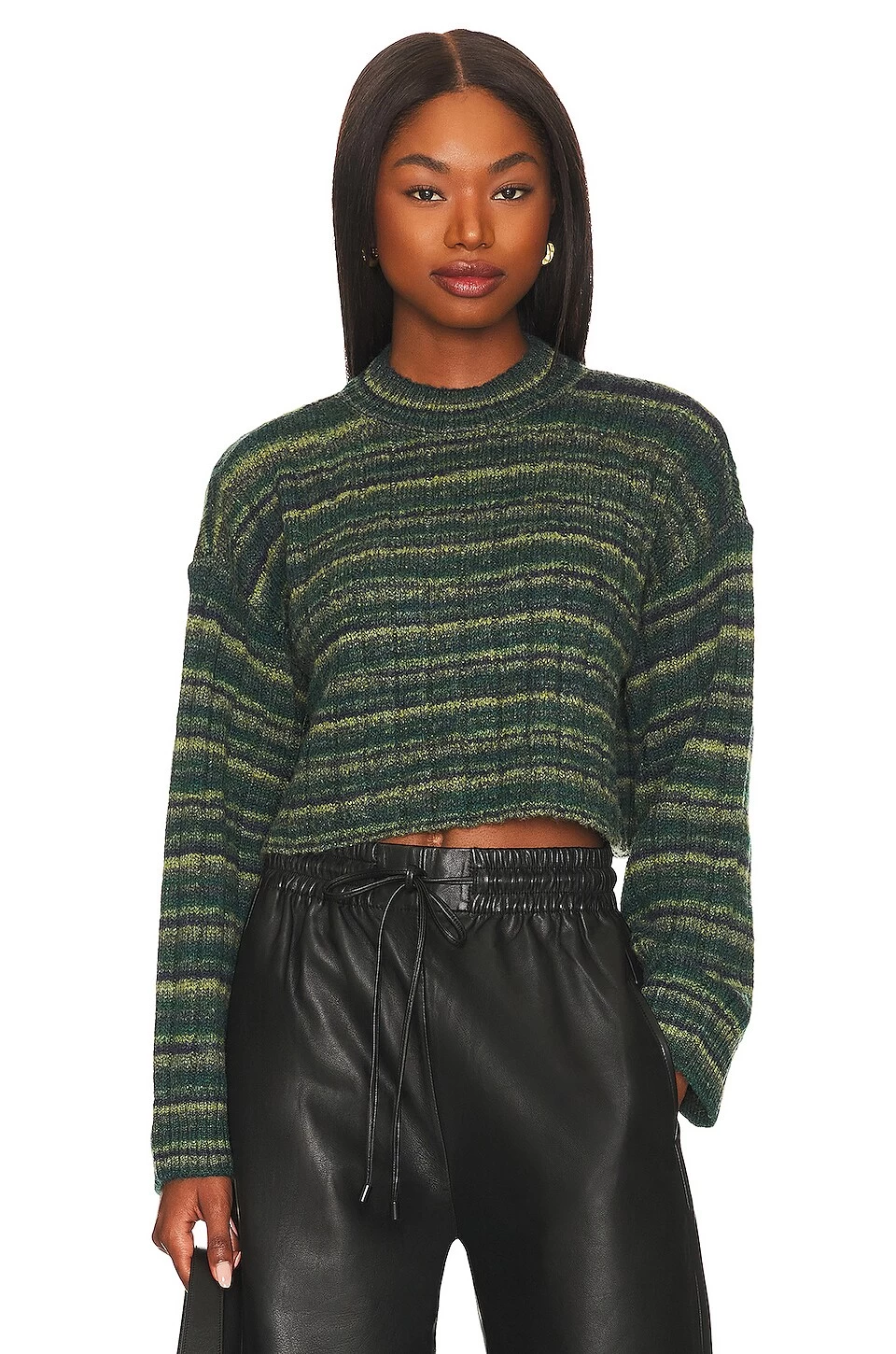 Lovers + Friends Baines Cropped Sweater Green Spacedye 3 Lovers + Friends Baines Cropped Sweater Green Spacedye