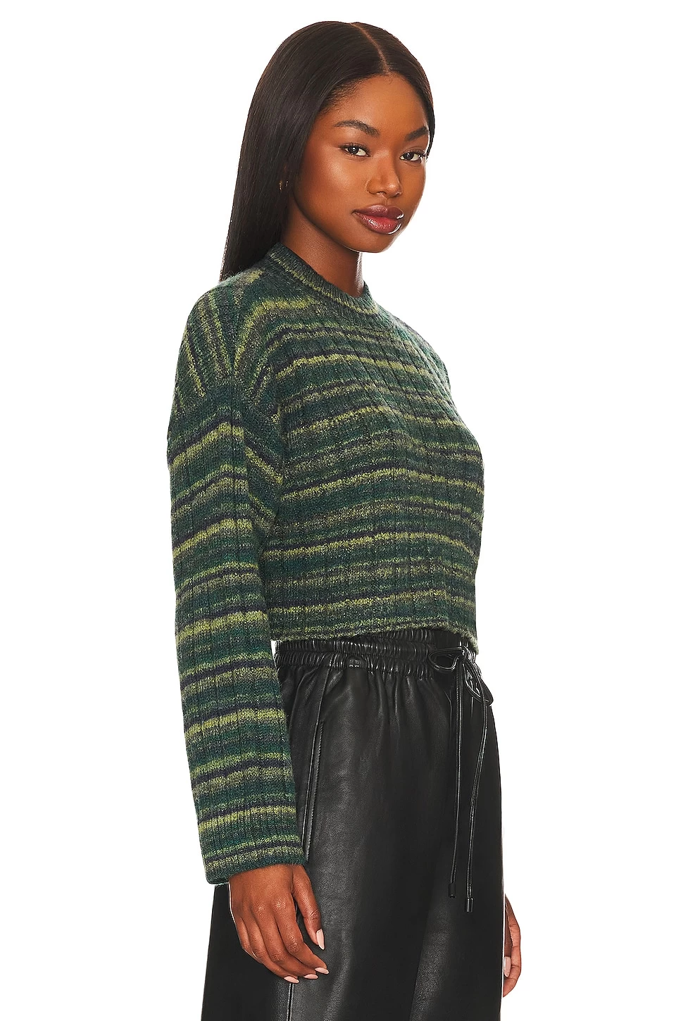 Lovers + Friends Baines Cropped Sweater Green Spacedye 4 Lovers + Friends Baines Cropped Sweater Green Spacedye - Image 2