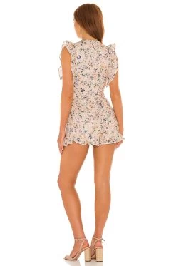 Jill Romper Peach Ditsy Floral 8 Jill Romper Peach Ditsy Floral -Fashion Women's Clothing Store LOVF WR303 V3