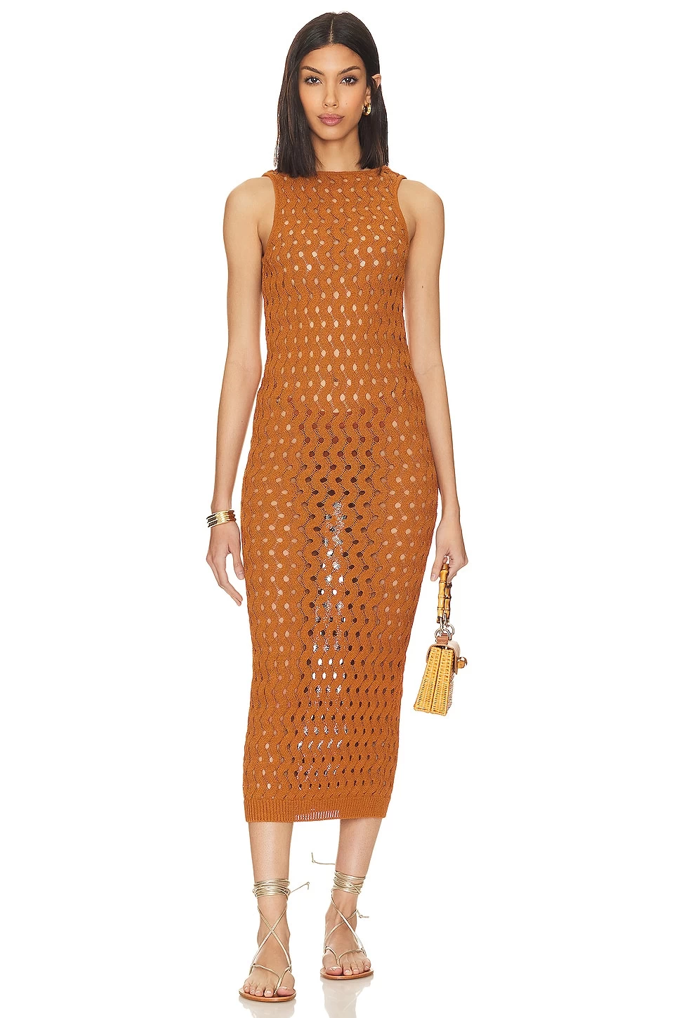 Theola Open Stitch Dress Rust 3 Theola Open Stitch Dress Rust