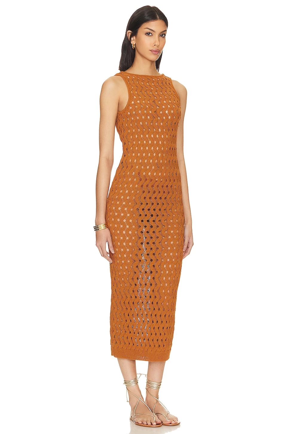 Theola Open Stitch Dress Rust 4 Theola Open Stitch Dress Rust - Image 2